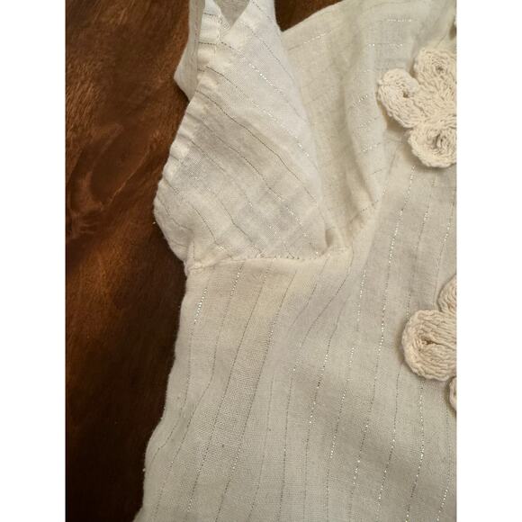 Corey Lynn Calter Women's Ivory Metallic Stripe Embroidered Blouse 6 - Picture 4 of 8